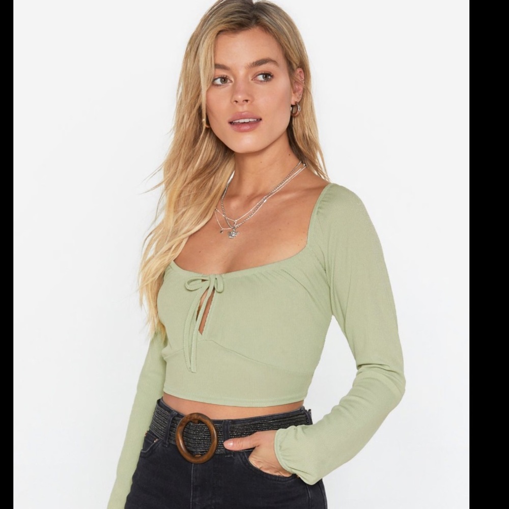 NastyGal Sweet On You Square Neck Crop Top